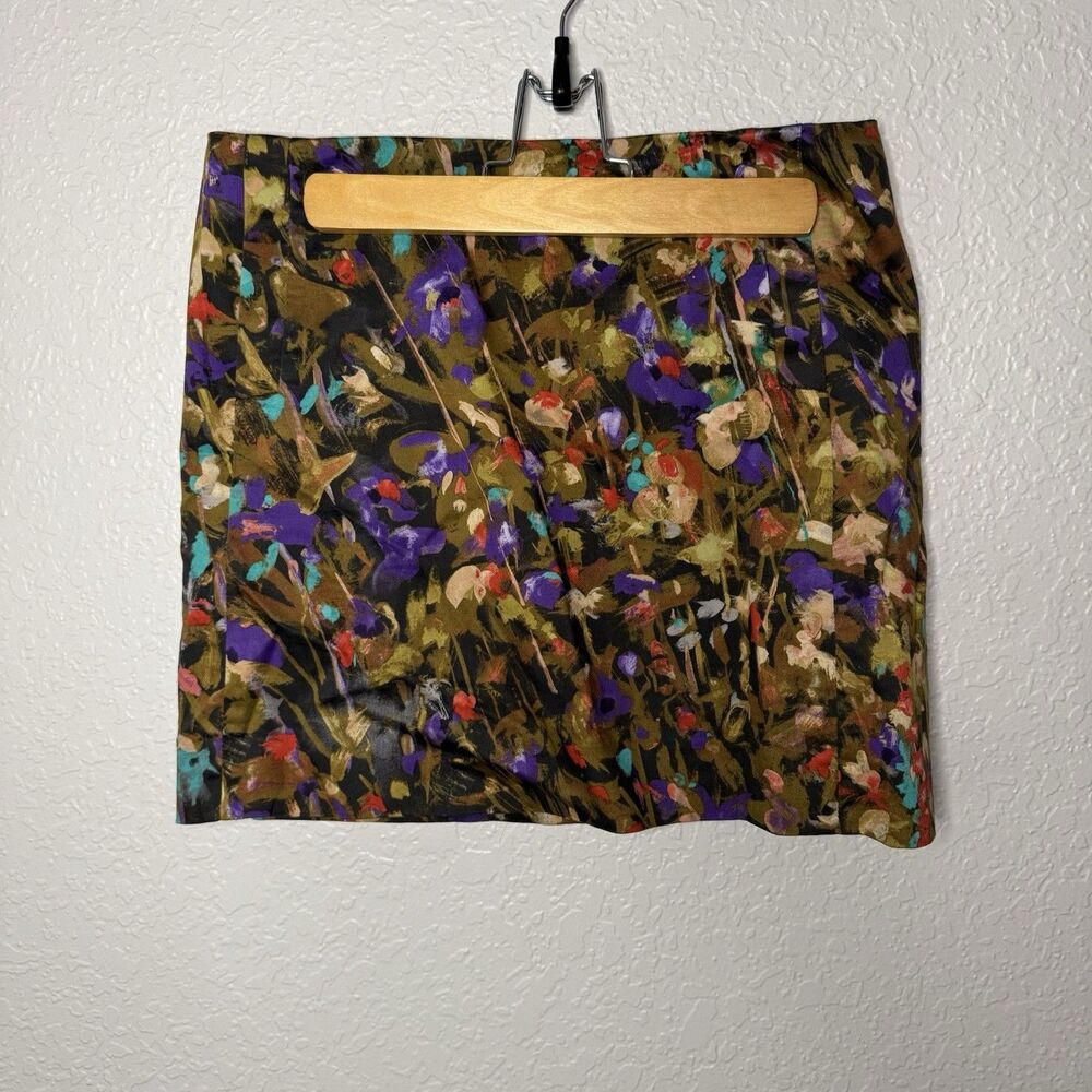 J Crew Floral Pencil Skirt Size 2 Preppy Lined Stretch MultiColor Casual Pockets